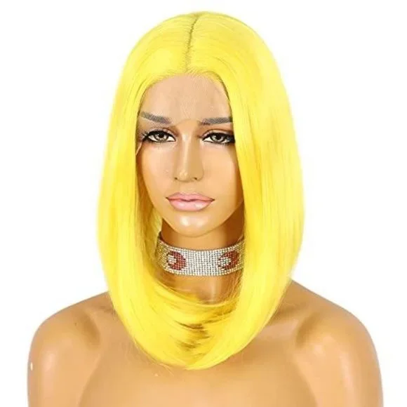 Bob Yellow Straight HD Lace Front Wigs
